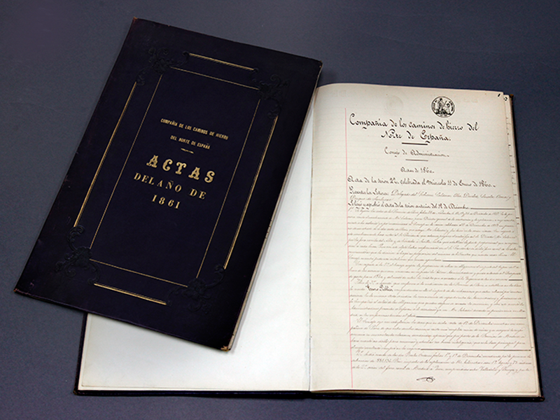 Libros de Actas del Consejo de Administracin de la Compaa de los Caminos de Hierro del Norte de Espaa. Aos 1860-1861. Sign. L-0357 - L-0358