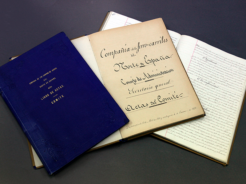 Libros de Actas del Comit de Madrid de la Compaa de los Caminos de Hierro del Norte de Espaa. Ao 1864-1869. Sign. L-0311 - L-0312 - L-0313