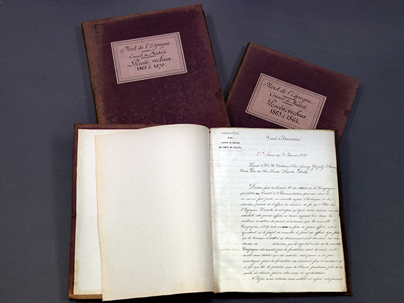 Libros de Actas del Procs-verbaux del Consejo de Administracin del Consejo de Madrid de la Compaa de los Caminos de Hierro del Norte de Espaa. Aos 1859-1870. Sign. L-0704 - L-0705 - L-0706