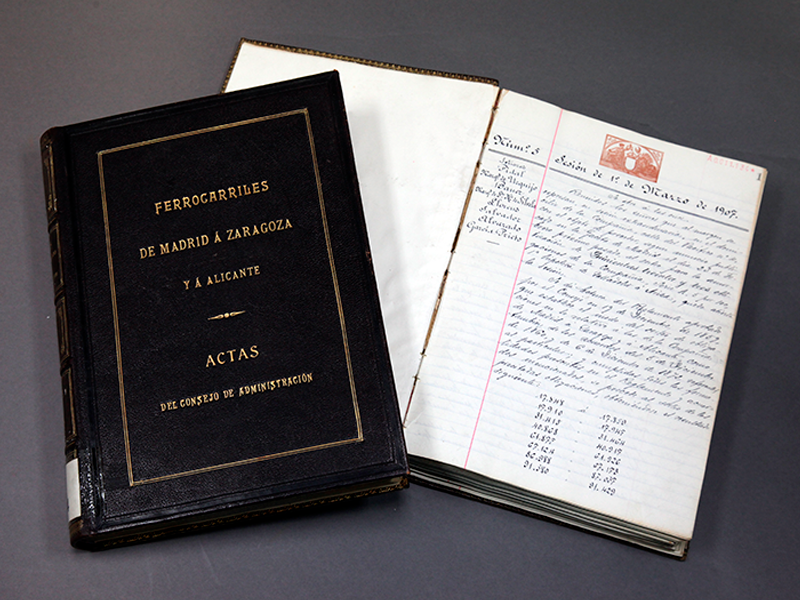 Libros de Actas del Consejo de Administracin de la Compaa de los Ferrocarriles de Madrid a Zaragoza y a Alicante. Ao 1907-1910. Sign. L-0393 - L-0394