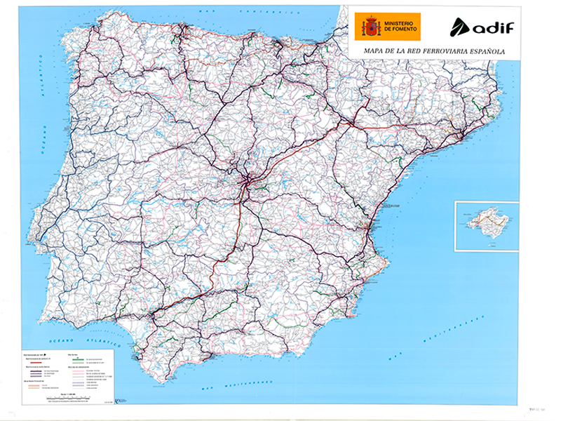 Mapa de la red ferroviaria. Adif. 2006. Signatura 02-50