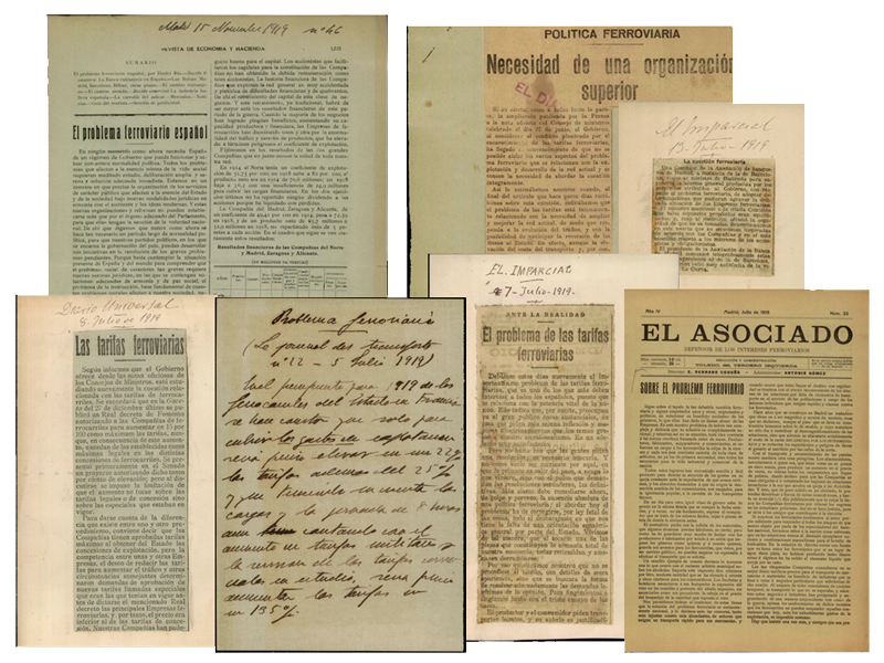 Negociaciones entre el Ministro de Fomento y las compaas de ferrocarriles para resolver el Problema Ferroviario. Ao 1919. Sign. P-0058-030