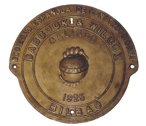 Placa de la Sociedad Espaola de Construcciones Babcock & Wilcox