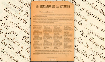 Peticin de los vecinos del Ensanche de Valencia al Director General de la Compaa del Norte, solicitando el traslado de la estacin de ferrocarril de Valencia